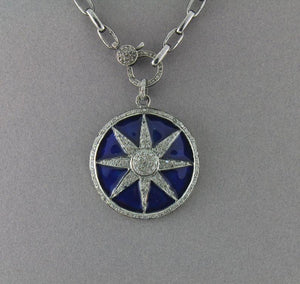 Pave Diamond Enamel Blue Star Pendant --DP-1309 - Beadspoint