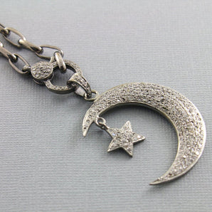 Pave Diamond Moon W/star Pendent -- DP-1393 - Beadspoint