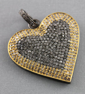 Pave Diamond Two Tone Heart Pendant -- DPT-3001 - Beadspoint