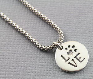 Sterling Silver Paw Print With Love Coin Charm -- SS/CH7/CR58 - Beadspoint