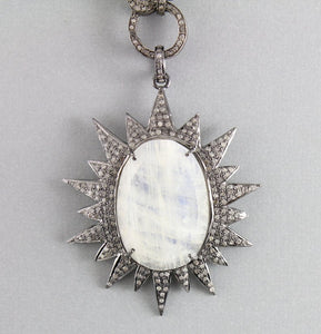 Pave Diamond Moonstone Pendant -- DP-1130 - Beadspoint