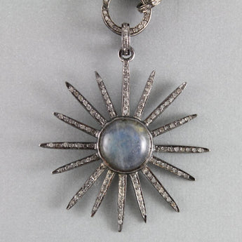 Pave Diamond Labradorite Sun and Star  Pendant --DP-1126 - Beadspoint