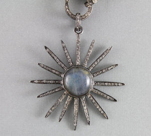 Pave Diamond Labradorite Sun and Star  Pendant --DP-1126 - Beadspoint