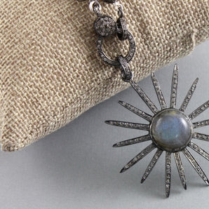 Pave Diamond Labradorite Sun and Star  Pendant --DP-1126 - Beadspoint