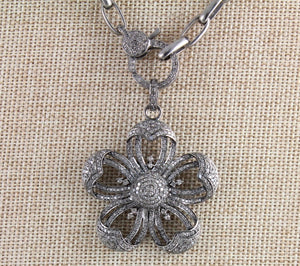 Pave Diamond Flower Pendant -- DP-1386 - Beadspoint