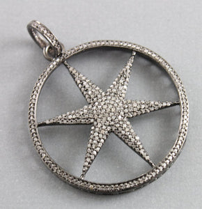 Pave Diamond Star With Disc Pendant --DP-1107 - Beadspoint