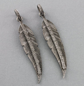 Pave Diamond Leaf Feather Pendant -- DP-0853 - Beadspoint