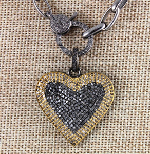 Pave Diamond Two Tone Heart Pendant -- DPT-3001 - Beadspoint