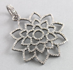Pave Diamond Lotus Flower Pendant -- DPL-2224 - Beadspoint