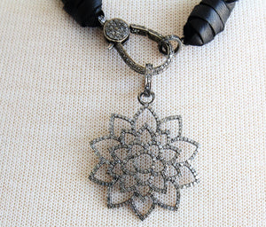 Pave Diamond Lotus Flower Pendant -- DPL-2224 - Beadspoint