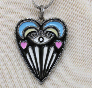 Pave Diamond Enamel Heart Pendant -- DP-1464 - Beadspoint