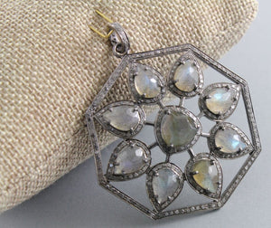 Pave Diamond & Labradorite Pendant -- DP-1376 - Beadspoint