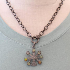 Pave Diamond Opal Tree Of Life Pendant -- DP-1479 - Beadspoint