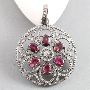 Pave Diamond Art Deco Edwardian Circle Pendant -- DP-1458 - Beadspoint