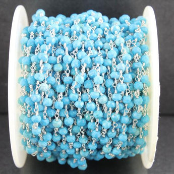 Turquoise Wire Wrapped Rosary Chain, (RS-TUR-229) - Beadspoint