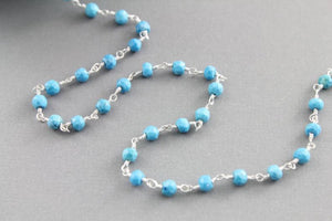 Turquoise Wire Wrapped Rosary Chain, (RS-TUR-229) - Beadspoint