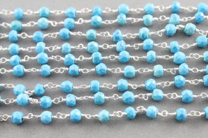 Turquoise Wire Wrapped Rosary Chain, (RS-TUR-229) - Beadspoint