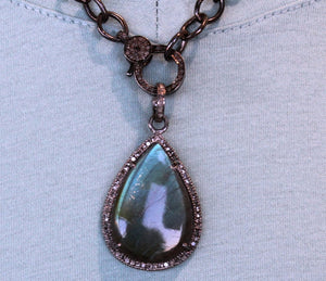 Pave Diamond Labradorite Pendant -- DP-1567 - Beadspoint