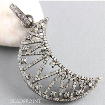 Pave Diamond Crescent Moon Pendant -- DP-1583 - Beadspoint