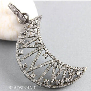 Pave Diamond Crescent Moon Pendant -- DP-1583 - Beadspoint