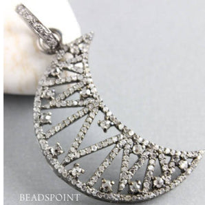 Pave Diamond Crescent Moon Pendant -- DP-1583 - Beadspoint