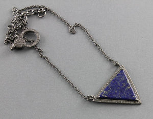 Pave Diamond Lapis Chevron Pendant -- DP-1544 - Beadspoint