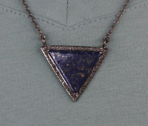 Pave Diamond Lapis Chevron Pendant -- DP-1544 - Beadspoint