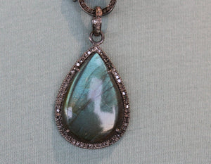 Pave Diamond Labradorite Pendant -- DP-1567 - Beadspoint