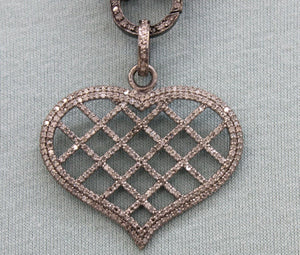 Pave Diamond Open Heart Pendant 3 Finishes -- DP-1629 - Beadspoint