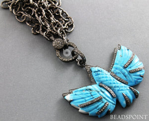 Pave Diamond Turquoise Eagle  Pendant -- DTR-2032 - Beadspoint