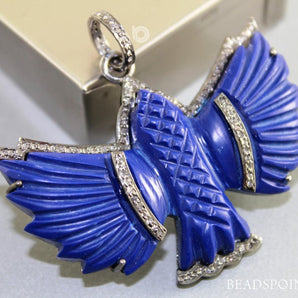 Pave Diamond Lapis Eagle Enamel Pendant -- DLP-7093 - Beadspoint