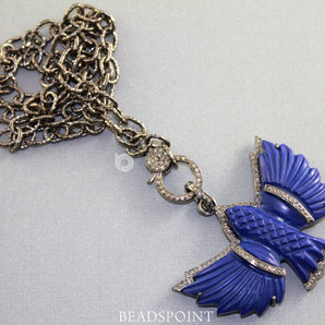 Pave Diamond Lapis Eagle Enamel Pendant -- DLP-7093 - Beadspoint