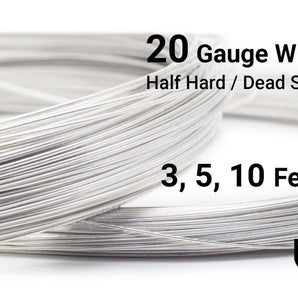 20 Gauge Sterling Silver Round Half Hard or Dead Soft Wire - Beadspoint