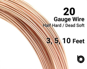 20 Gauge Rose Gold Filled Round Half Hard or Dead Soft Wire - Beadspoint