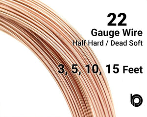 22 Gauge Rose Gold Filled Round Half Hard or Dead Soft Wire - Beadspoint