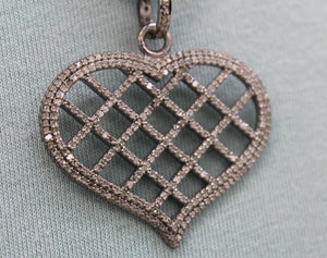 Pave Diamond Open Heart Pendant 3 Finishes -- DP-1629 - Beadspoint