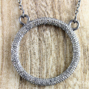 Pave Diamond Circle of Trust Pendant w/Finished Chain 16 & 18 inches  -- DCH-062 - Beadspoint