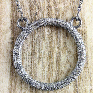Pave Diamond Circle of Trust Pendant w/Finished Chain 16 & 18 inches  -- DCH-062 - Beadspoint