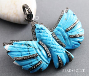 Pave Diamond Turquoise Eagle  Pendant -- DTR-2032 - Beadspoint