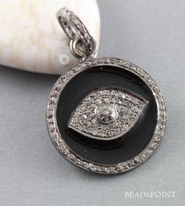 Pave Diamond Enamel Evil Eye Pendant -- DEM-4003 - Beadspoint