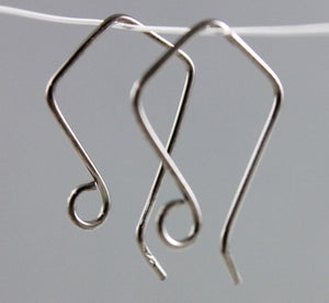 Sterling Silver Handmade Ear Wire, Kite Style, 1 Pair, (SS/OX/702-B) - Beadspoint