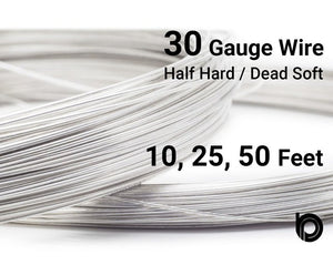 30 Gauge Sterling Silver Round Half Hard or Dead Soft Wire - Beadspoint