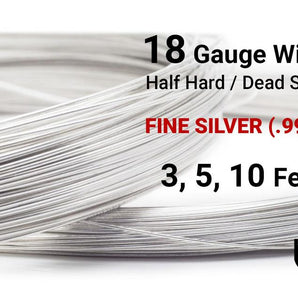 18 Gauge Fine Silver Round Half Hard or Dead Soft Wire - Beadspoint