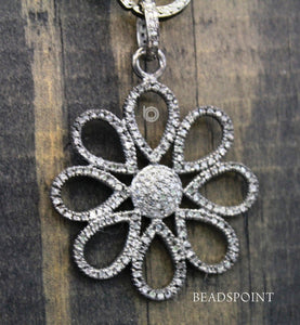 Pave Diamond Spring Bloom Flower Pendant -- DP-1715 - Beadspoint