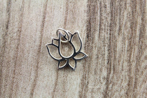 Sterling Silver Lotus Flower Charm-- SS/CH4/CR107 - Beadspoint
