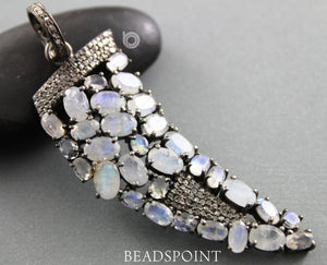 Pave Diamond Rainbow Moonstone Arrowhead Pendant   -- DP-1747 - Beadspoint