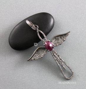 Pave Diamond Ruby Angel Pendant -- DRB-7101 - Beadspoint