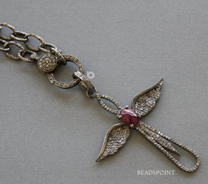 Pave Diamond Ruby Angel Pendant -- DRB-7101 - Beadspoint