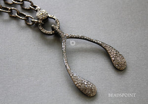 Pave Diamond Wish Bone Pendant -- DP-1775 - Beadspoint