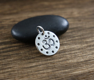Sterling Silver Artisan OHM Disc Charm -- SS/CH2/CR72 - Beadspoint